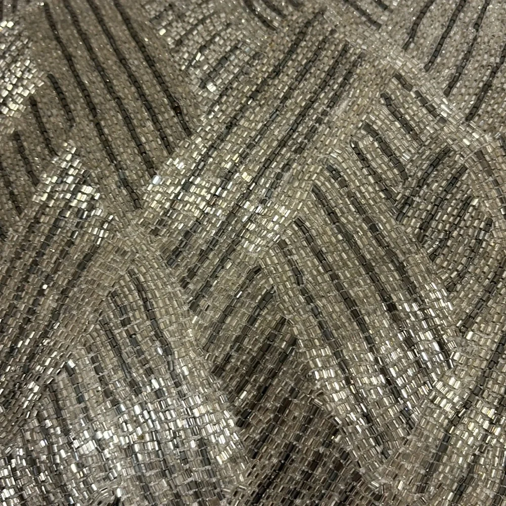 Hotel Collection Silver & Gray Beaded Pillow 11' x 11' EUC